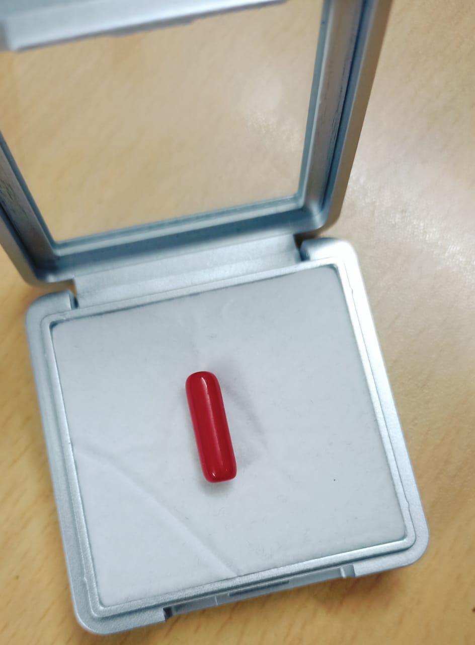 Natural Red Coral Moonga Capsule Shape 5.0 Carat 1 Piece