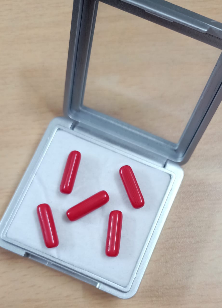 Natural Red Coral Capsule Mix Sizes 3.5-4.0 Carat Pack of 3