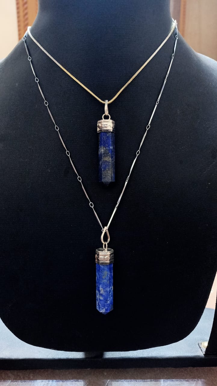 Lapiz lazuli pencil pendant with chain