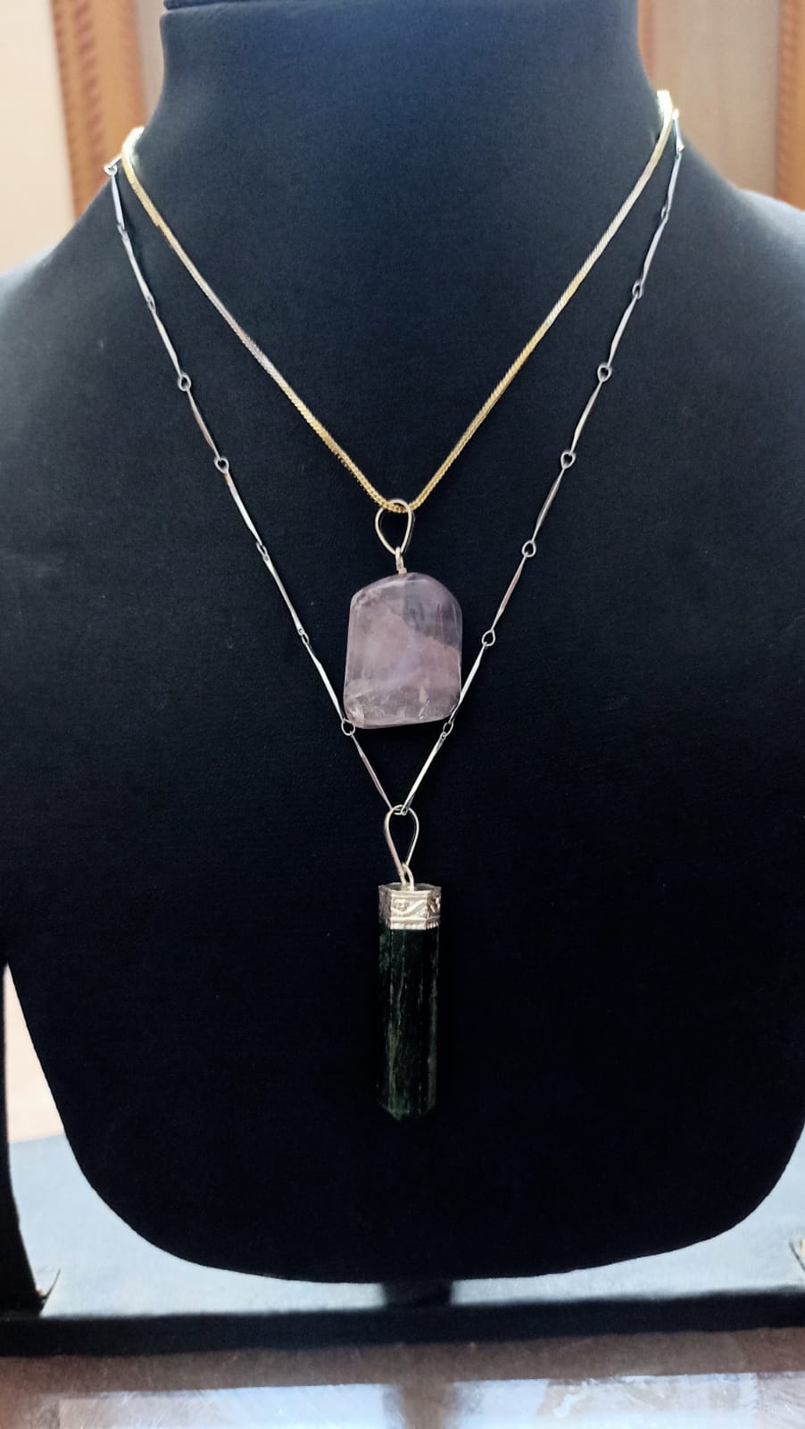 Pack of 2 Pencil Pendant - Amethyst and Tourmaline