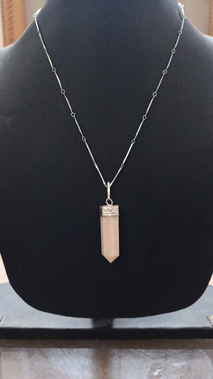 Moonstone pendant silver artificial chain