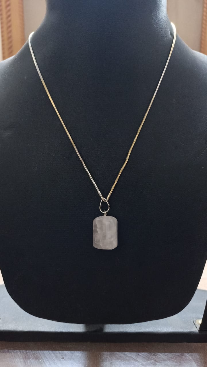 Crystal Tumbled Stone Pendant Artificial Gold Chain