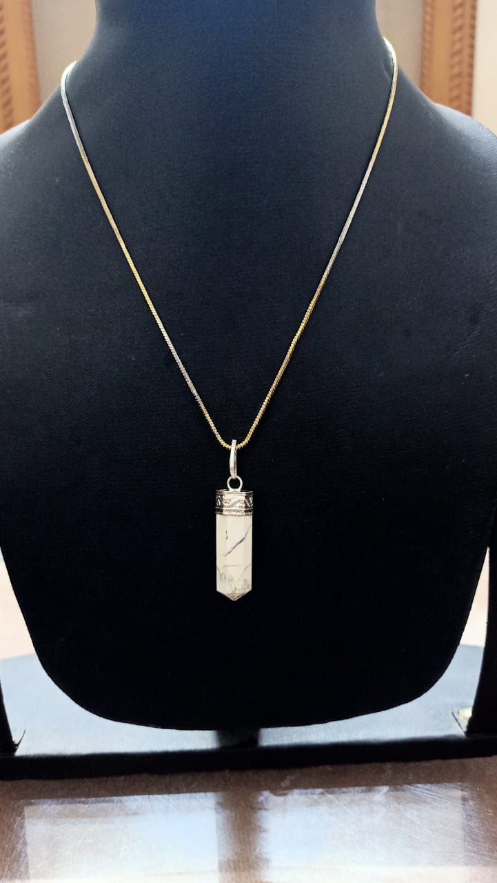 Howalite pencil pendant artificial gold chain