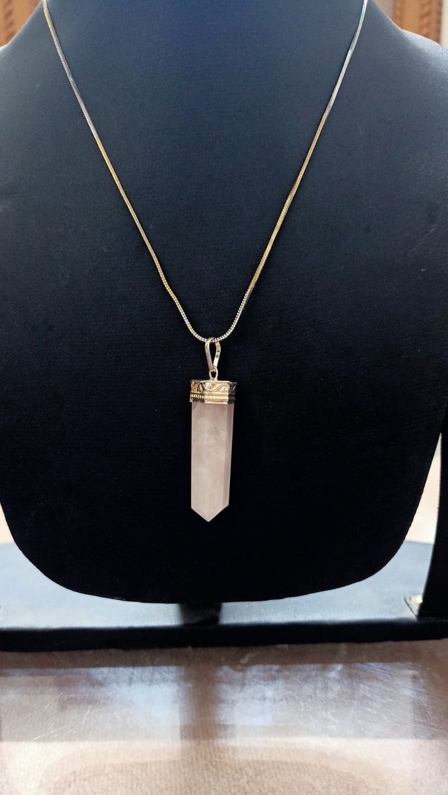 Rose quartz pendant for Women -Artificial Gold Chain
