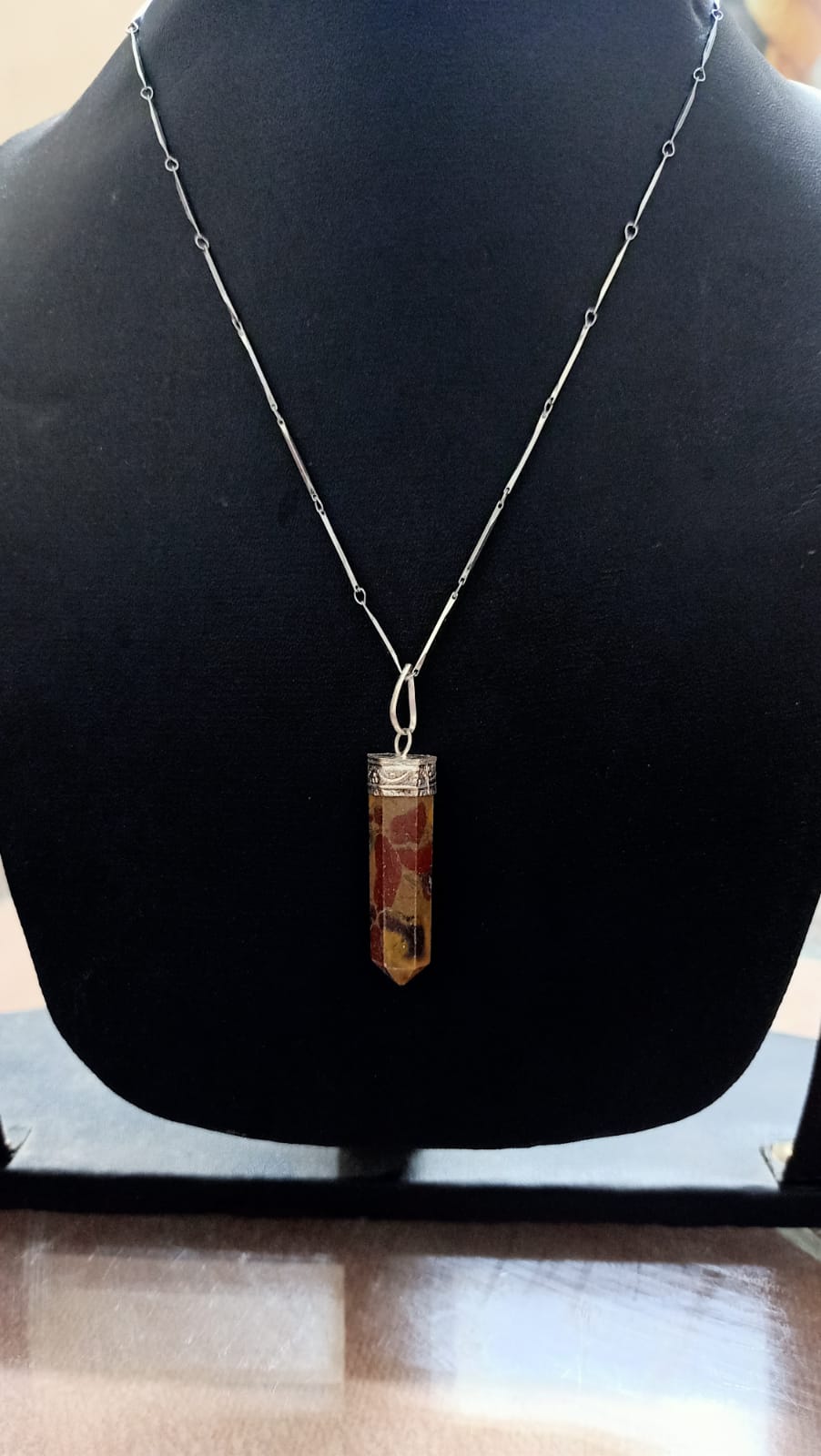 Harmony Jasper Pencil Pendant with artificial silver Chain for women