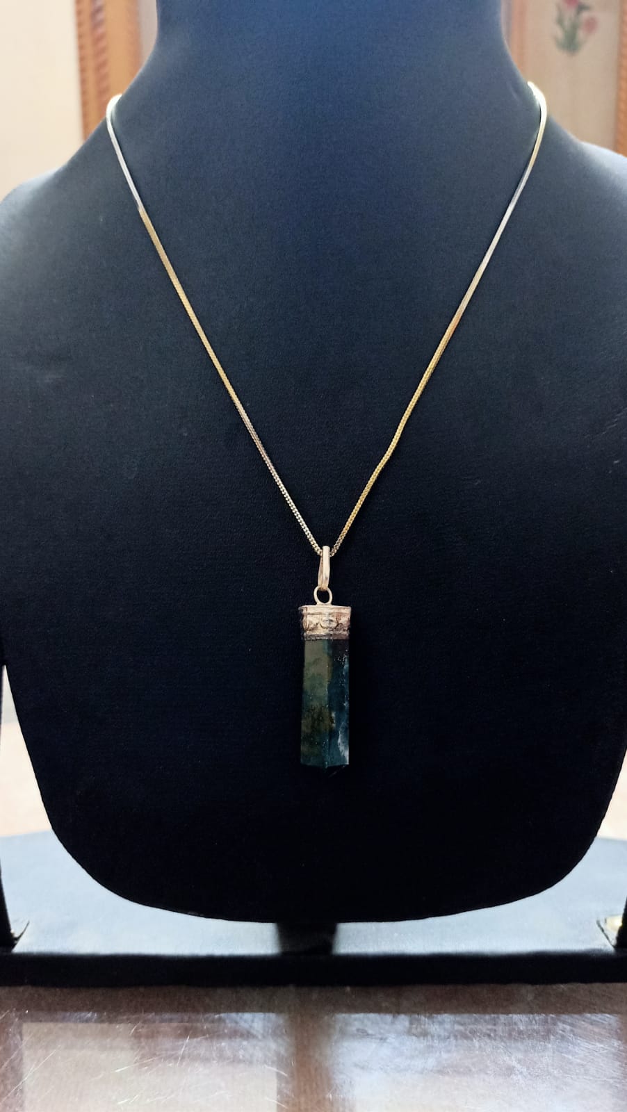 Red Aventurine Pencil Pendant for Women Artificial Gold Plated