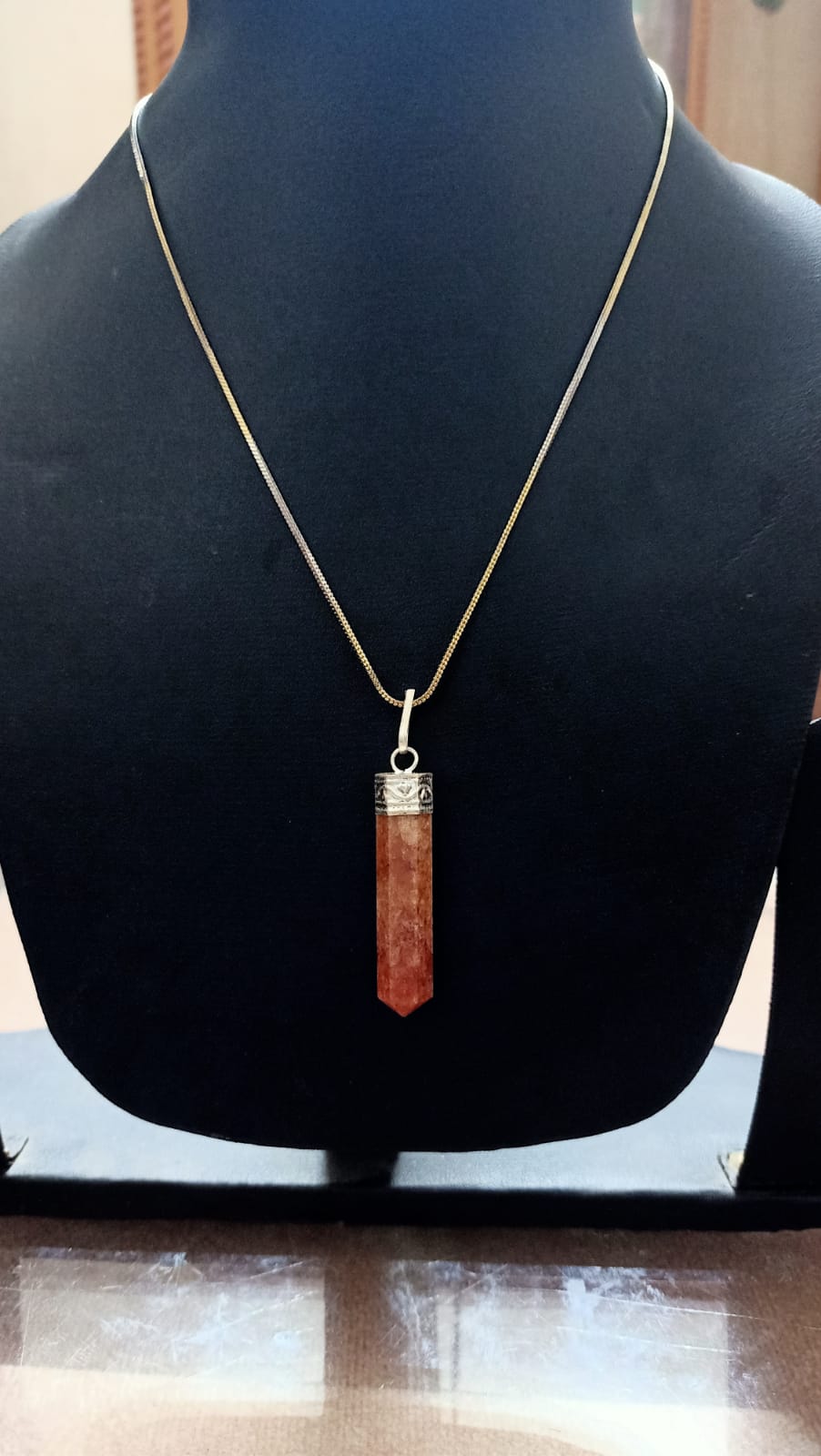 Red Aventurine Pencil Pendant for Women Artificial Gold Plated Partywear Daily wear