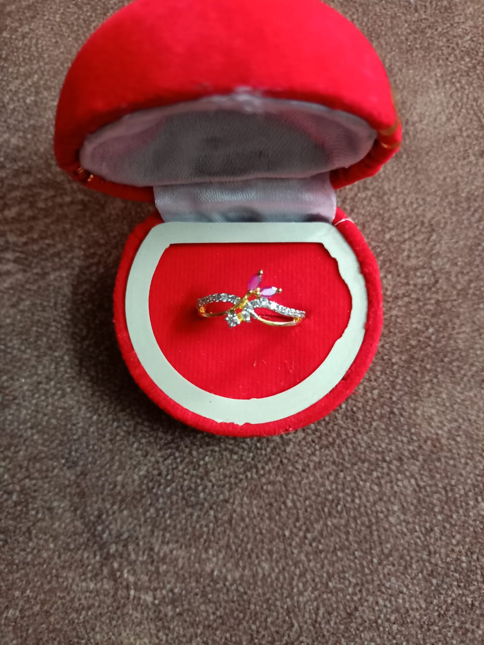 Stylish Artificial Ruby Stone Studded Ring for Women Fashion