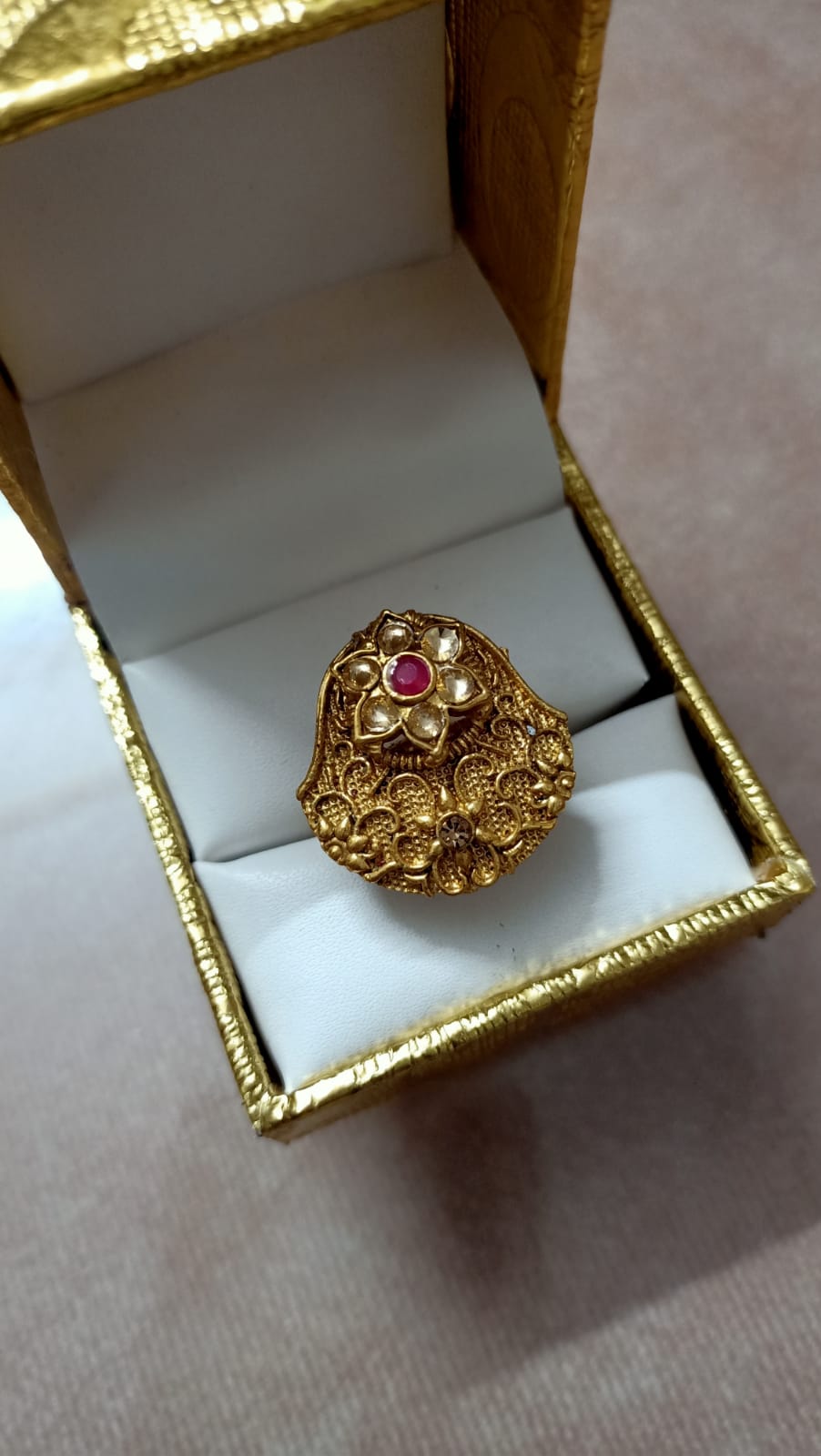 Gold Plated Heavy Work Finger Ring