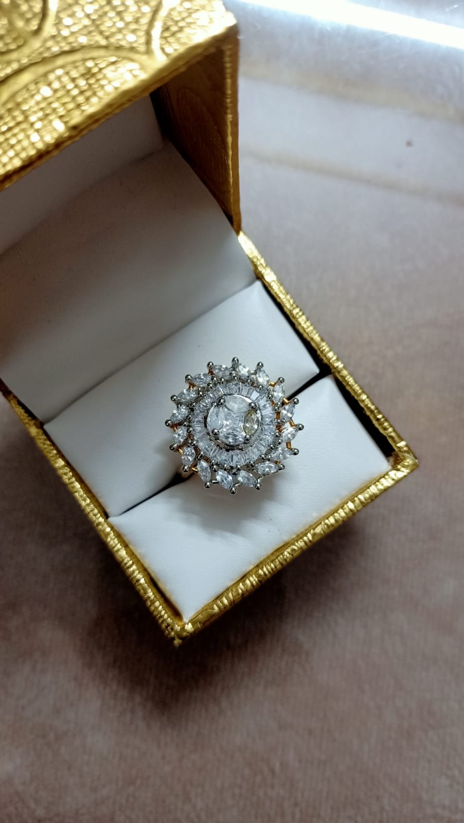 Stylish Diamond Studded Big Design Ring For Women