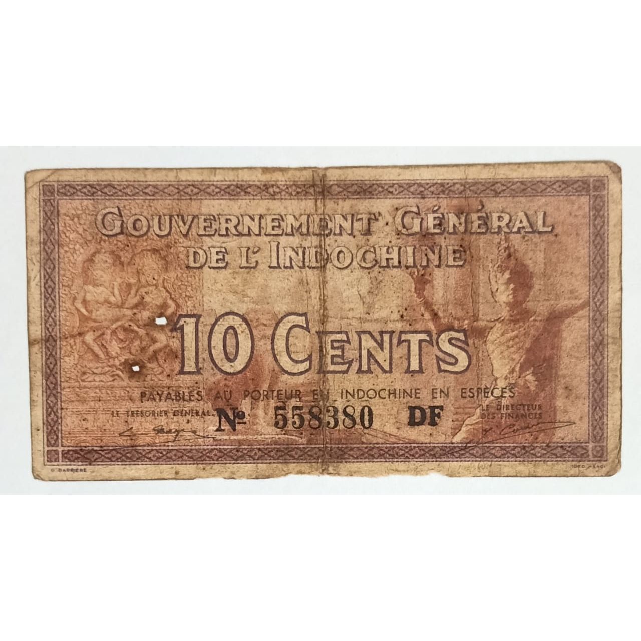 French Indochina 10 Cents Original Note
