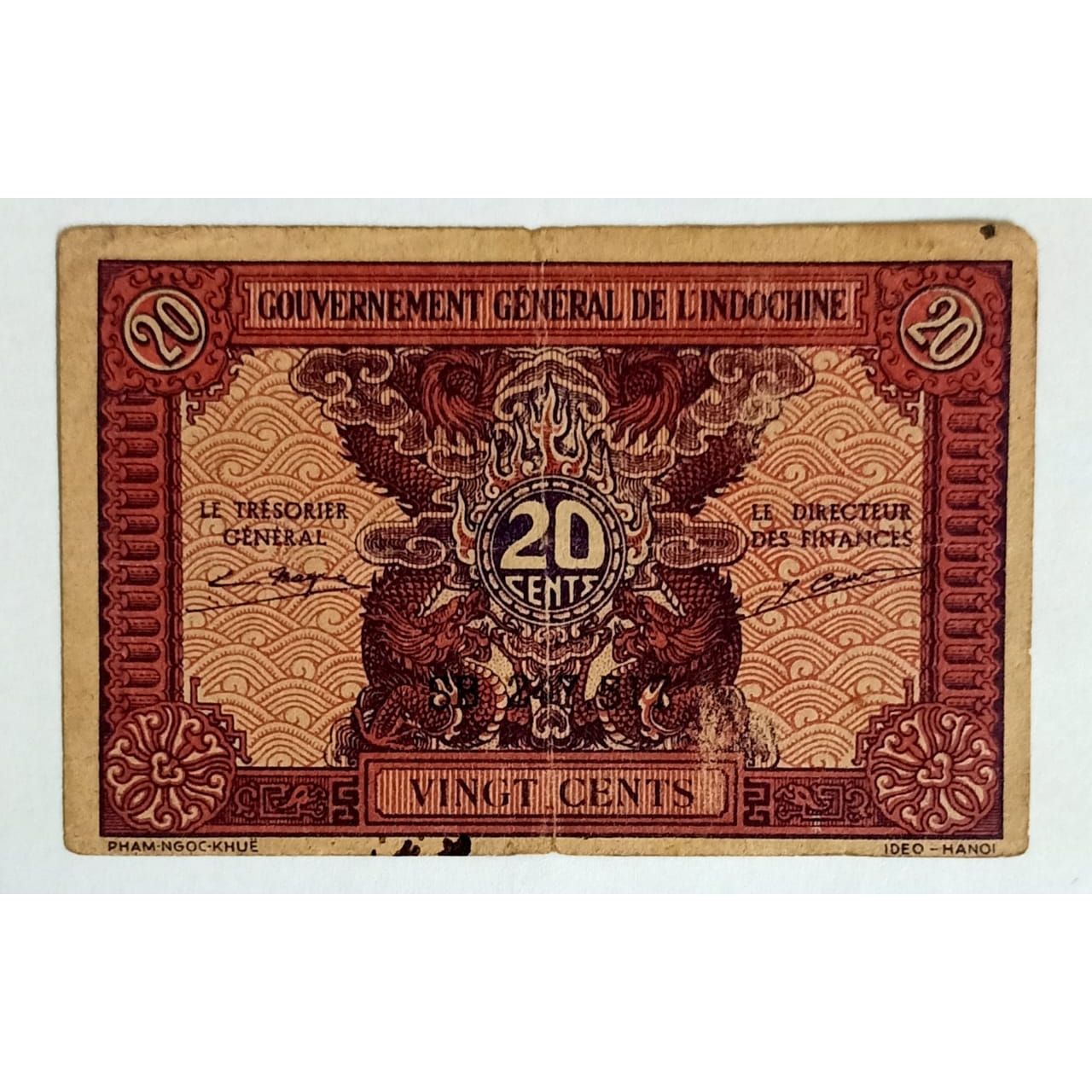 French Indochina 20 Cents Note
