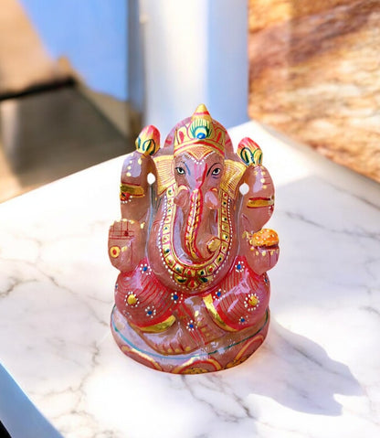 Rose Quartz Ganesh Ji Idol