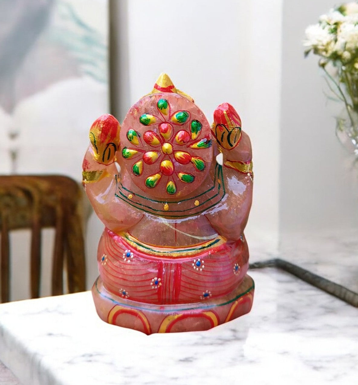 Rose Quartz Ganesh Ji Idol