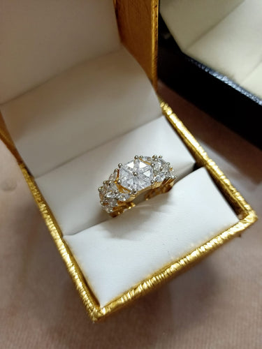 Ring Gold Plated For Ladies American Diamond Studded