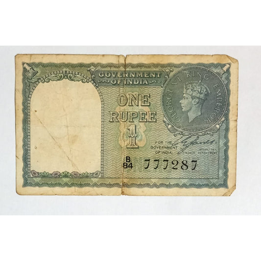 British India 1 Rupee 1940 Signed by CE Jones- King George VI old rare Note