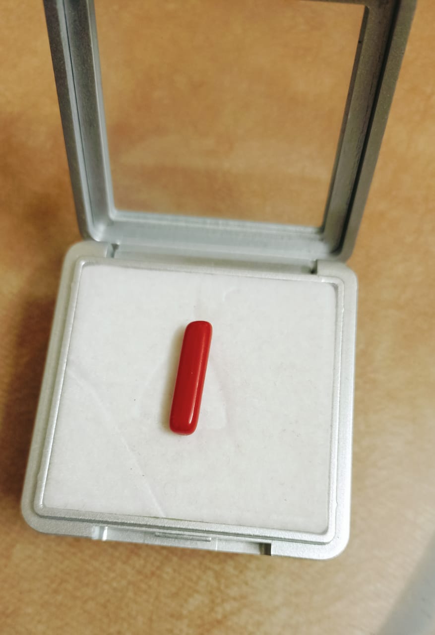 Natural Red Coral (Moonga)Capsule Shape  5-6 Carats 