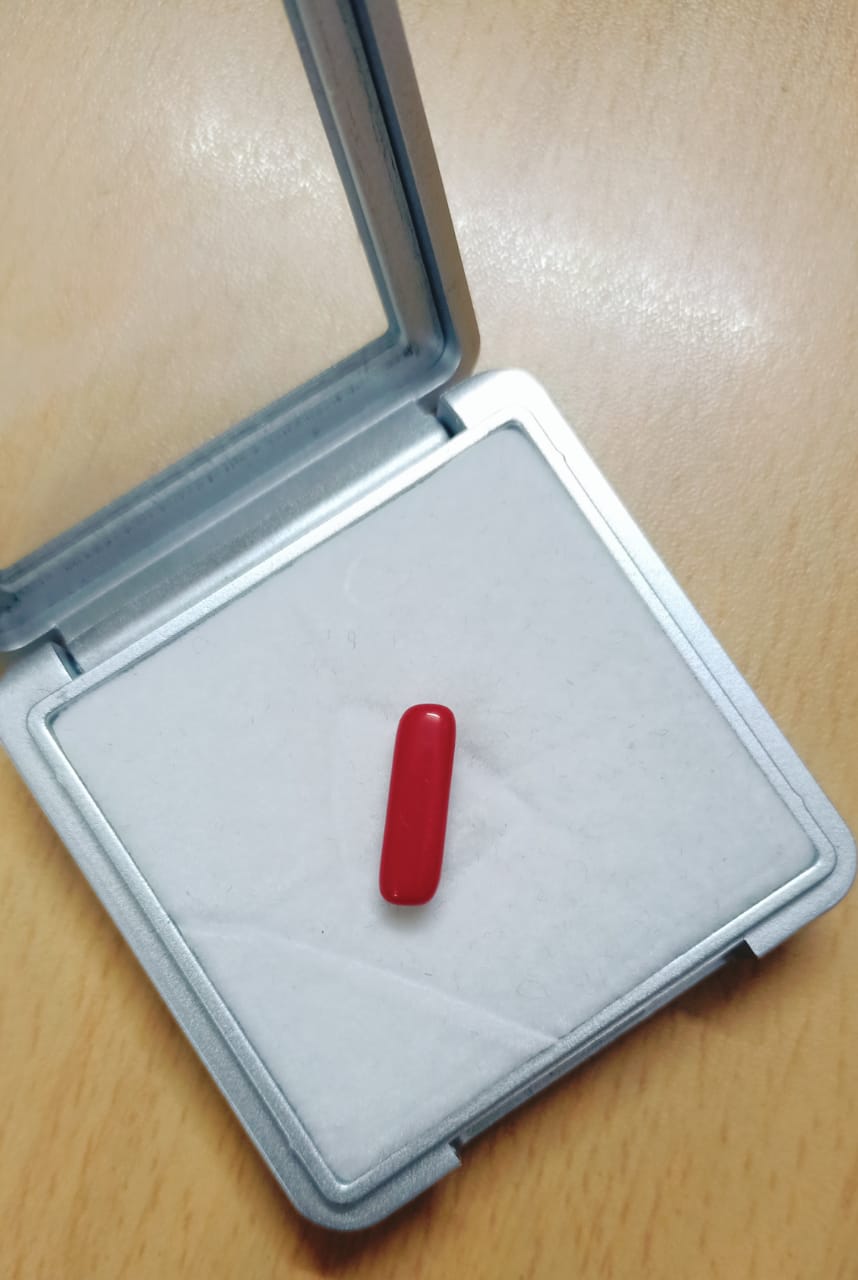 Natural Red Coral Capsule 3.60-3.85 Carat ( 1 Piece) 